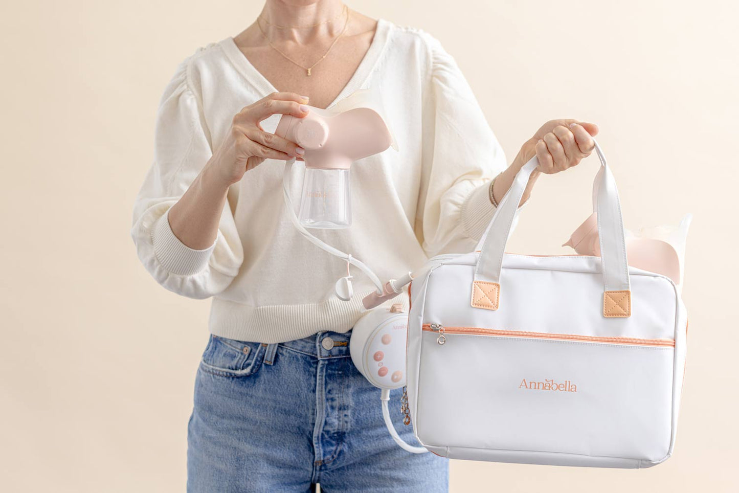 Annabella Tasche für Doppelmilchpumpe - Isoliertasche für Babyflasche und Milchpumpen zur Muttermilch Aufbewahrung für Unterwegs mit Kühlung