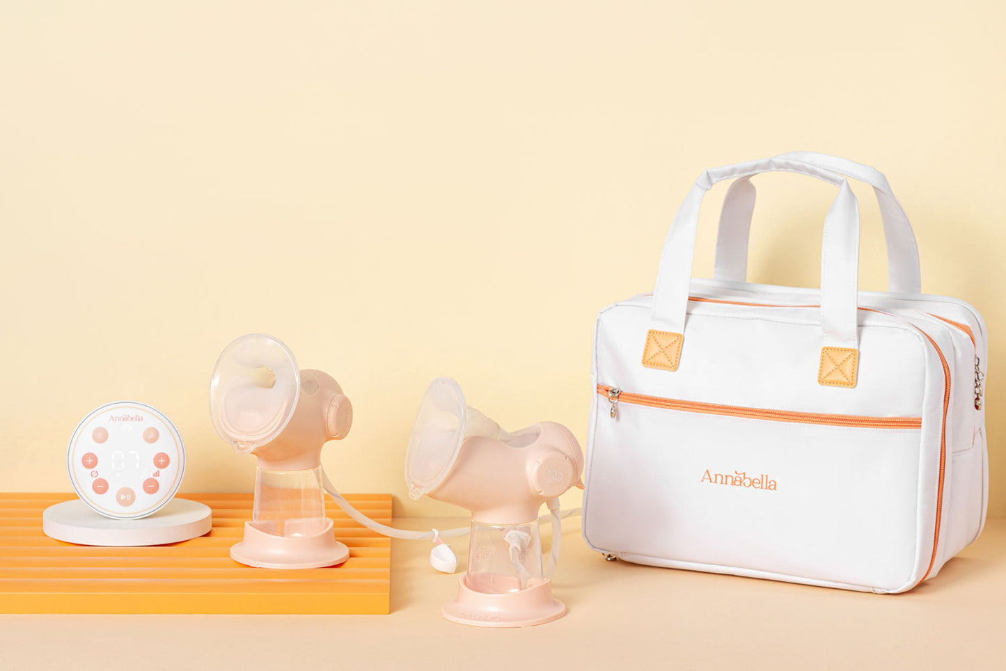 Annabella Tasche für Doppelmilchpumpe - Isoliertasche für Babyflasche und Milchpumpen zur Muttermilch Aufbewahrung für Unterwegs mit Kühlung